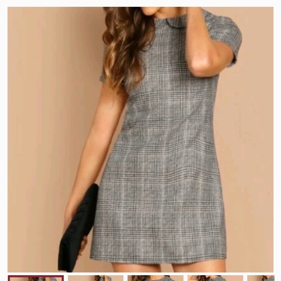 Shein plaid Peter Pan collar mini in red. Worn‎ once - Picture 1 of 6